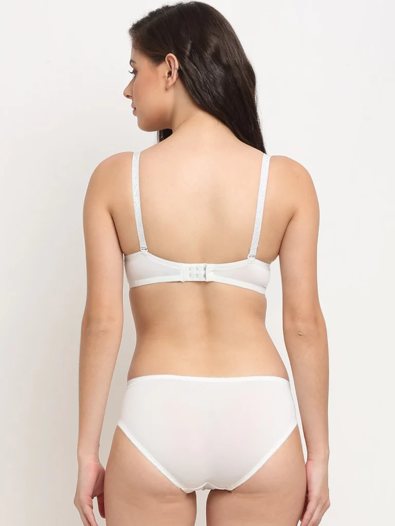 MAKCLAN White Self Design Women Bra Set | lingerie design | women lingerie