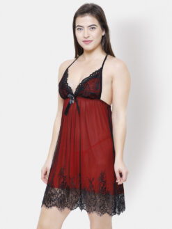 FashionRack Red & Black Solid Baby Doll - Image 3