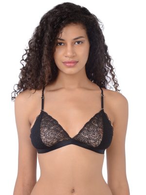 LACE AND ME Laceandme Yellow Solid Non-Wired Lightly Padded Bralette Bra