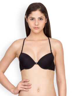 Alternative view of Da Intimo Black Demi-Cup Halter-Neck Bra | Padded Bra