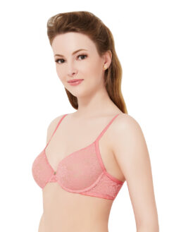 Alternative view of Amante Peach-Coloured Lace Medium-Coverage T-shirt Bra