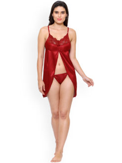 Klamotten Maroon Solid Baby Doll - Image 3