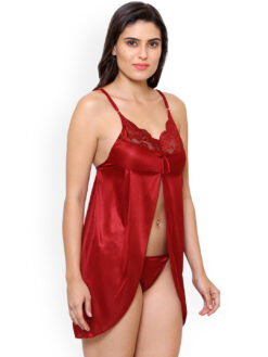 Alternative view of Klamotten Maroon Solid Baby Doll