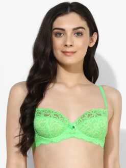 Alternative view of Candyskin Green & Green Self Design Non-Wired Non Padded Balconette Bra
