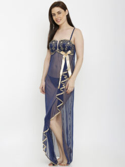 Alternative view of Heart 2 Heart Navy Blue Self Design Baby Doll