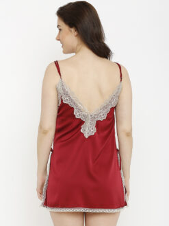 Heart 2 Heart Maroon Solid Baby Doll - Image 4