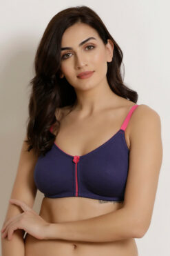 Blue Double Layered Bra, Soft Padded Bra, Double Layered Bra, Wirefree Bra, Soft Bra, Cotton Bra, Blue Bra, Everyday Bra, Rosaline Bra, Non-Padded Bra, Comfortable Bra, Bra and Panty Set, Girls Bra Pakistan, Nightwear Bra