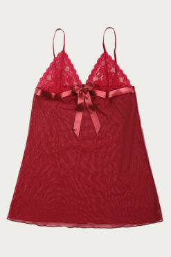 Zivame Lace N Mesh Badydoll - Magenta - Image 7