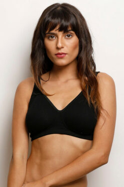 Non Padded Bra, Black Soft Cotton Bra, black cotton bra, non-padded bra, soft cotton bra, wire-free bra, comfortable bra, breathable bra, everyday wear bra, night dress bra, natural fit bra, adjustable bra, women’s bra, versatile lingerie, stylish bra