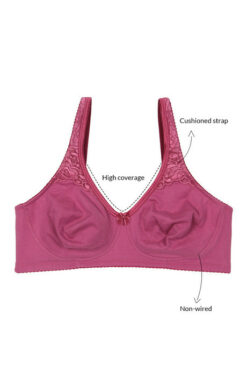Cotton Wirefree Non Padded Bra- Magenta - Image 4