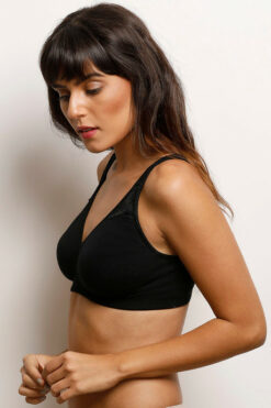 Alternative view of Cotton Wirefree Non Padded Bra- Black