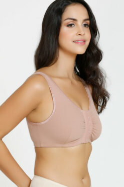 Alternative view of Cotton Wirefree Darted Cup Front Open Bra- Skin