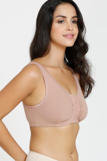 Alternative view of Cotton Wirefree Darted Cup Front Open Bra- Skin