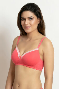 Alternative view of Padded Wirefree Bra- Coral