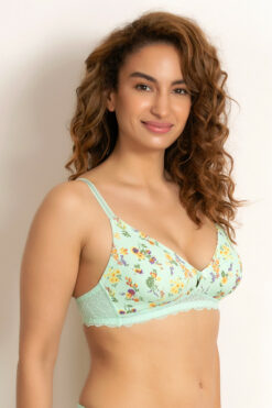 Alternative view of Sweet Caroline Wire Free T-Shirt Bra - Green N Print