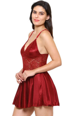 Klamotten Lace Babydoll - Maroon - Image 4