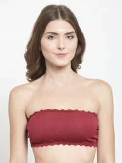 Alternative view of PrettyCat Maroon Solid Non-Wired Lightly Padded Bandeau Bra