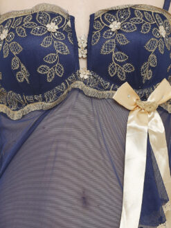 Heart 2 Heart Navy Blue Self Design Baby Doll - Image 4