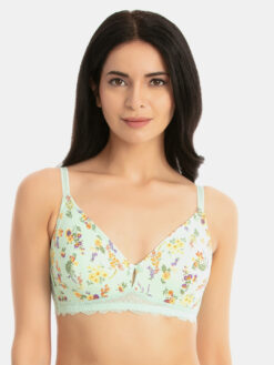 Zivame Green Printed Non-Wired Non Padded T-shirt Bra