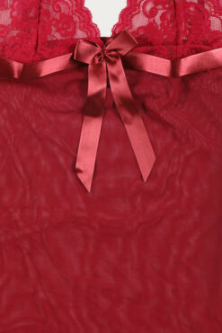 Zivame Lace N Mesh Badydoll - Magenta - Image 5