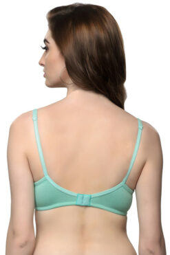 InnerSense Oraganic Cotton Double Layered Full Coverage Balconette Neck Bra - Ocean Green - Image 3