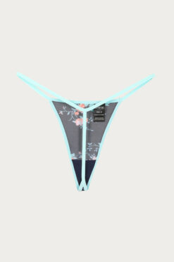 Zivame Lace N Mesh Badydoll With Thong - Blue N Print - Image 9