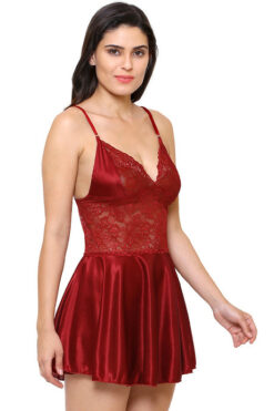 Klamotten Lace Babydoll - Maroon - Image 3