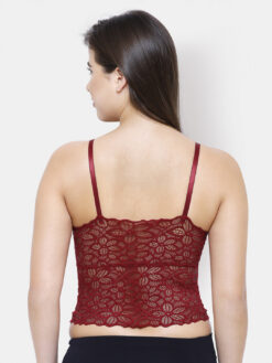 FashionRack Maroon Lace Non-Wired Lightly Padded Bralette Bra - Image 4