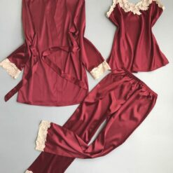 Satin Egyptian Fabric 3 Pieces Nighty Bridal Set - Image 3
