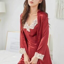 Alternative view of Satin Egyptian Fabric 3 Pieces Nighty Bridal Set