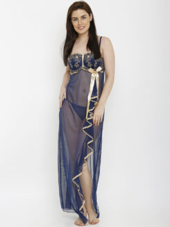 Heart 2 Heart Navy Blue Self Design Baby Doll - Image 3