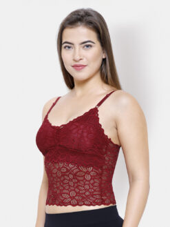 Alternative view of FashionRack Maroon Lace Non-Wired Lightly Padded Bralette Bra