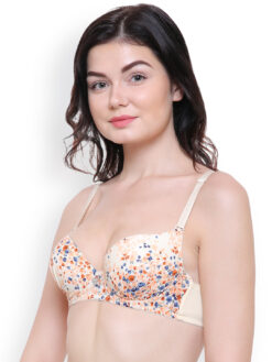 Alternative view of Friskers Beige Printed Underwired Heavily Padded Push-Up Bra