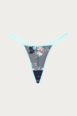 Zivame Lace N Mesh Badydoll With Thong - Blue N Print - Image 8