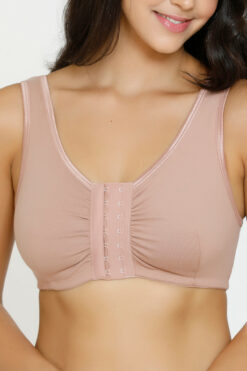 Cotton Wirefree Darted Cup Front Open Bra- Skin - Image 3