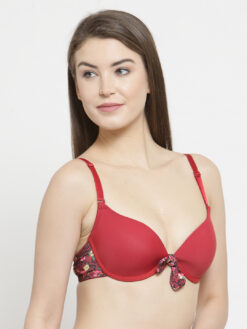 Alternative view of PrettyCat Red Printed Underwired Lightly Padded T-shirt Bra