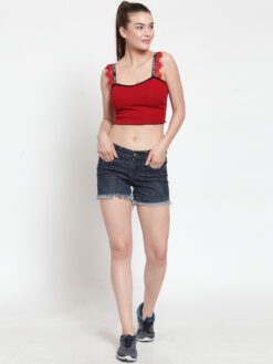PrettyCat Red Solid Non-Wired Lightly Padded Sports Bra PC-SB-5152 - Image 5