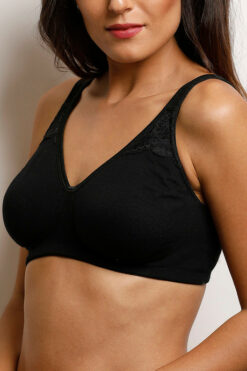 Cotton Wirefree Non Padded Bra- Black - Image 5