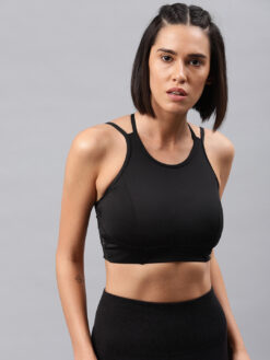 HRX by Hrithik Roshan Black Solid Lightly Padded RAPID DRY Sports Bra - Image 3