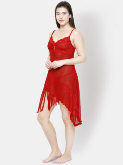 Alternative view of FashionRack Red Solid Baby Doll
