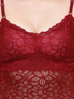 FashionRack Maroon Lace Non-Wired Lightly Padded Bralette Bra - Image 3