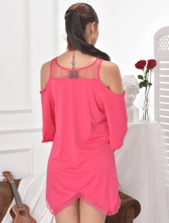 Rose Hollow Shoulder Lace Dress - Image 3