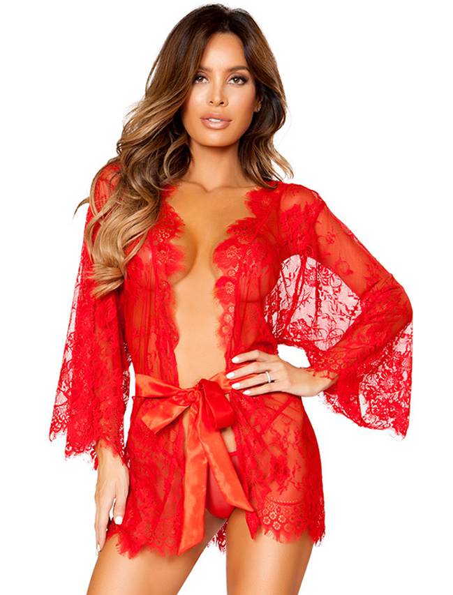 Buy Nighty Online | Hot Pink Satin Short Nighty With Lace Robe- 2PCS Set |  EST-SSW950 | Cilory.com