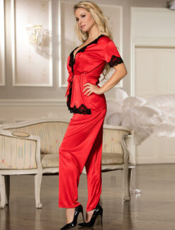 Alternative view of Three Piece Satin Pajama Set