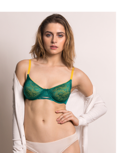 Alternative view of COLOR STRUCK DOUBLE LAYERED WIRED BRA-GREEN