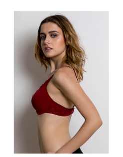 LIGHTLY PADDED UNDERWIRED T-SHIRT BRA -RED - Image 3