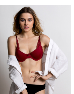 LIGHTLY PADDED UNDERWIRED T-SHIRT BRA -RED - Image 5