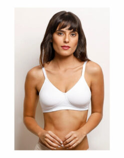 White Cotton Bra, Full Coverage Padded Bra, white cotton bra, full coverage bra, padded bra, wire-free bra, breathable bra, comfortable bra, everyday wear bra, adjustable bra, cotton bra, full support bra, night dress bra, soft padded bra, comfortable lingerie, ladies bra, cotton bra in Pakistan