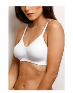 COTTON DOUBLE LAYERED WIRE-FREE BRA- WHITE - Image 4