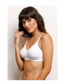 Alternative view of COTTON DOUBLE LAYERED WIRE-FREE BRA- WHITE